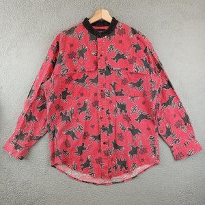 Vintage Roughrider by Circle T All Over Print Western Button Down Men’s‎ Shirt L